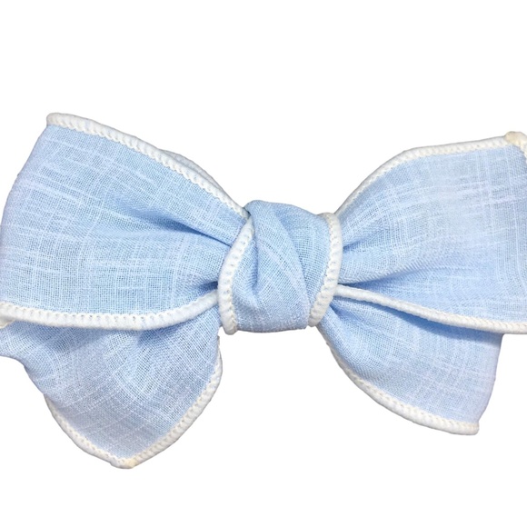 Loctia Lined Blue Linen Bow - Picture 2 of 7